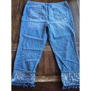 So Slimming Girlfriend Slim Leg Crop Jeans W/ Tassel Hem Size 14